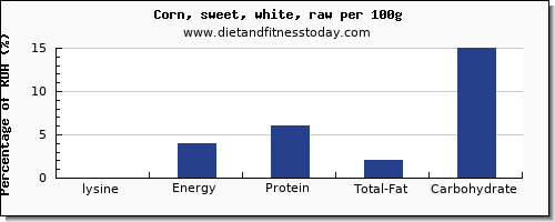 lysine and nutrition facts in sweet corn per 100g